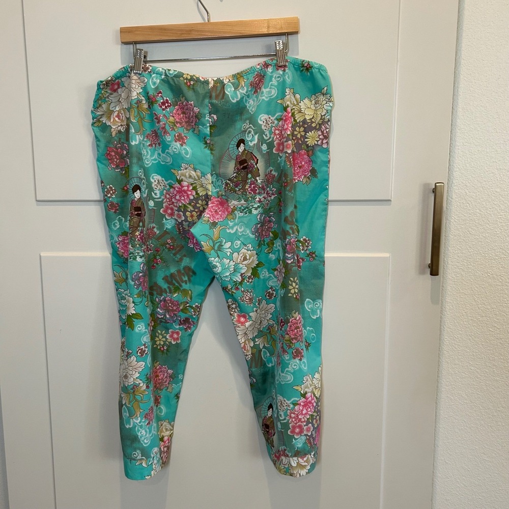 Josie Natori Women XL Asian Inspired Floral Print Capris Lounge Pants PJ Pajama - Picture 4 of 9